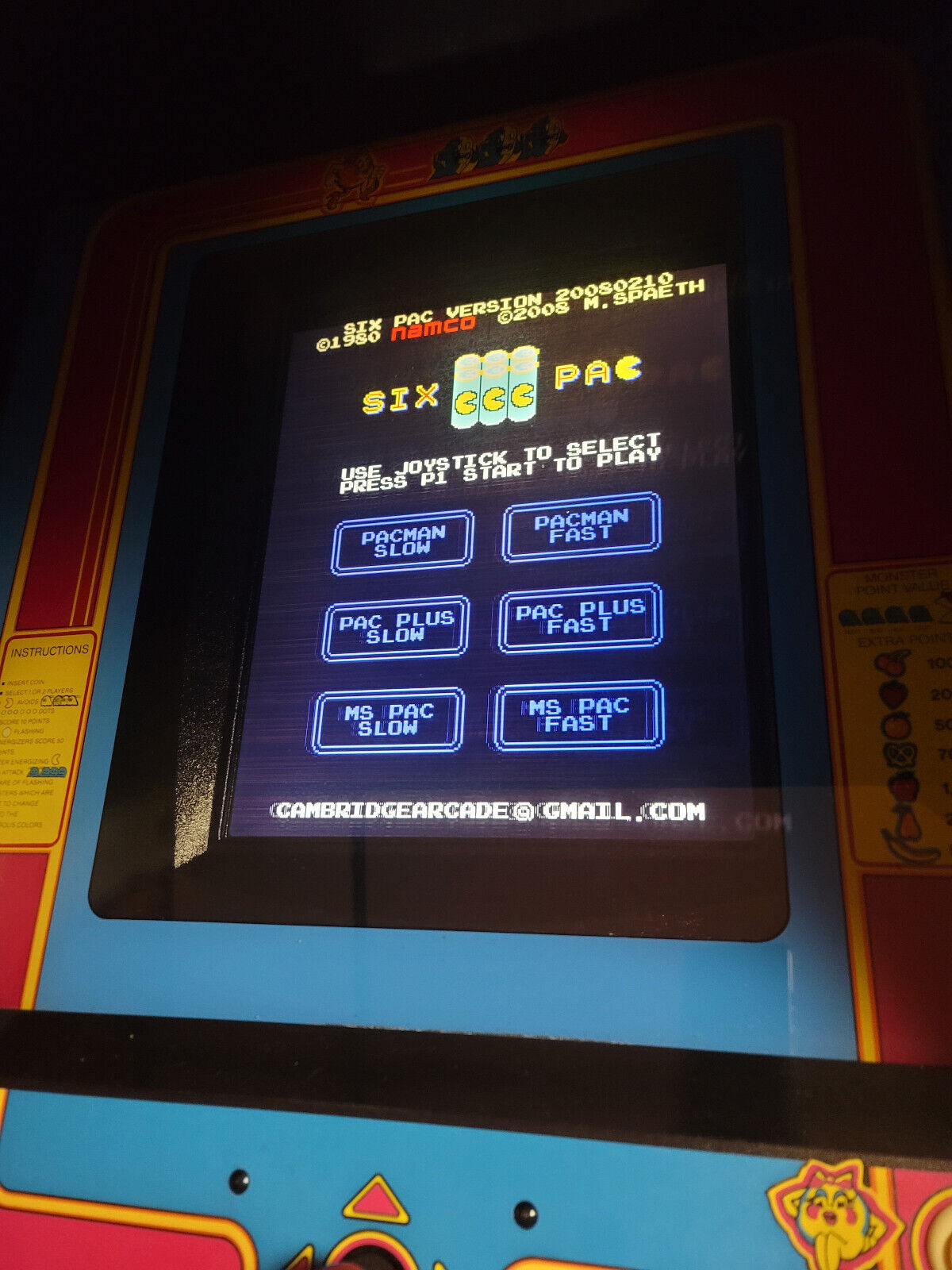 Ms. Pacman with Six Pac board also has Pacman with slow/fast working perfect