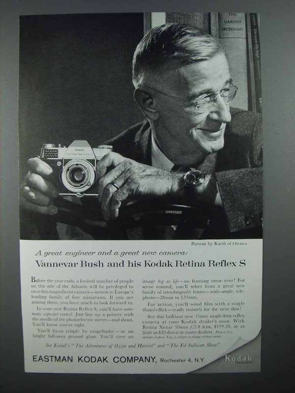1959 Kodak Retina Reflex S Camera Ad - Vannevar Bush