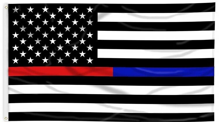 Thin Blue Line and Thin Red Line Dual American Flag 3 x 5 ft with Grommets 100D