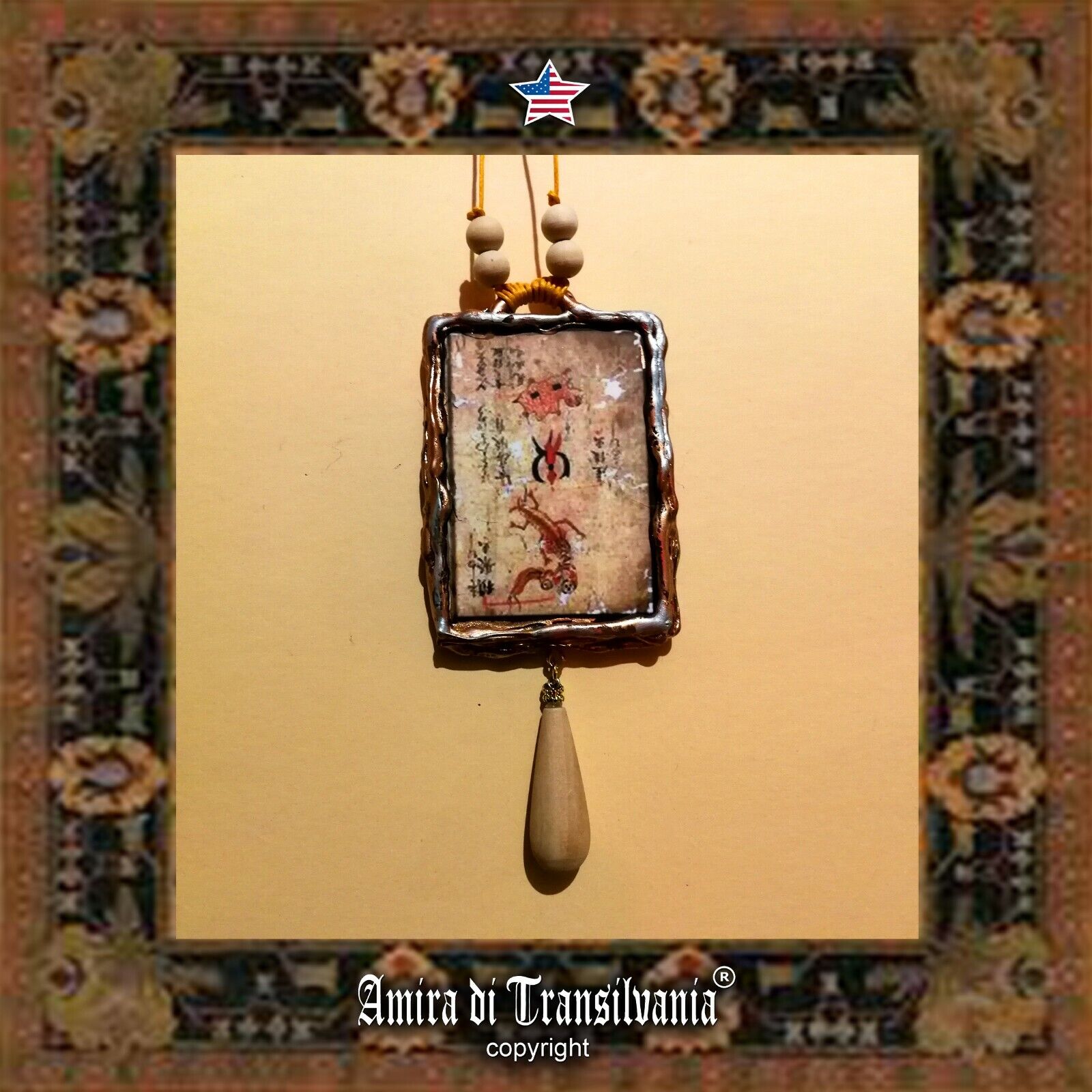 talisman powerful magical necklace amulet pendant jewel Om mani padme hum tibet