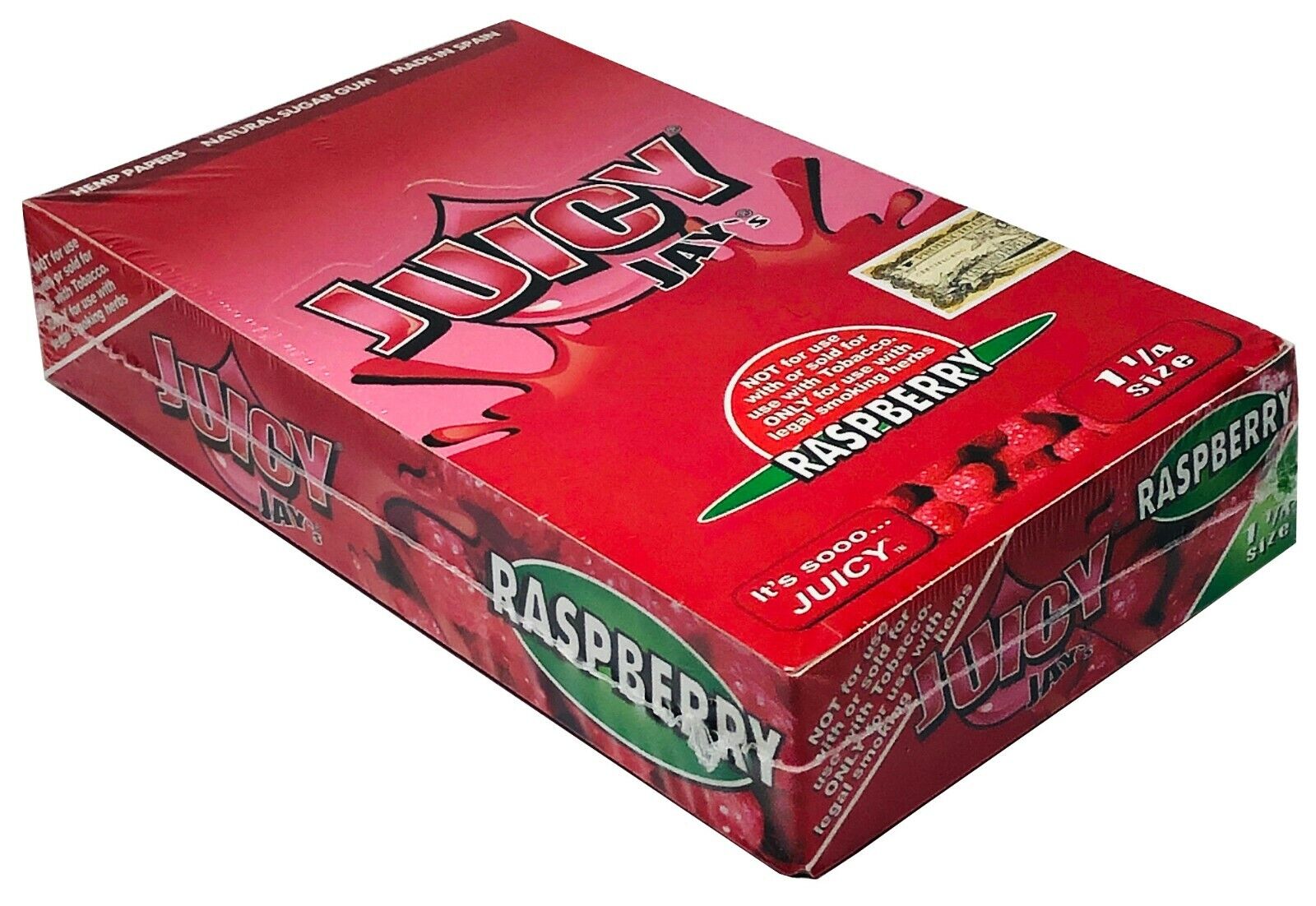 Juicy Jay\'s Raspberry Flavored Rolling Papers 1.25 Box of 24