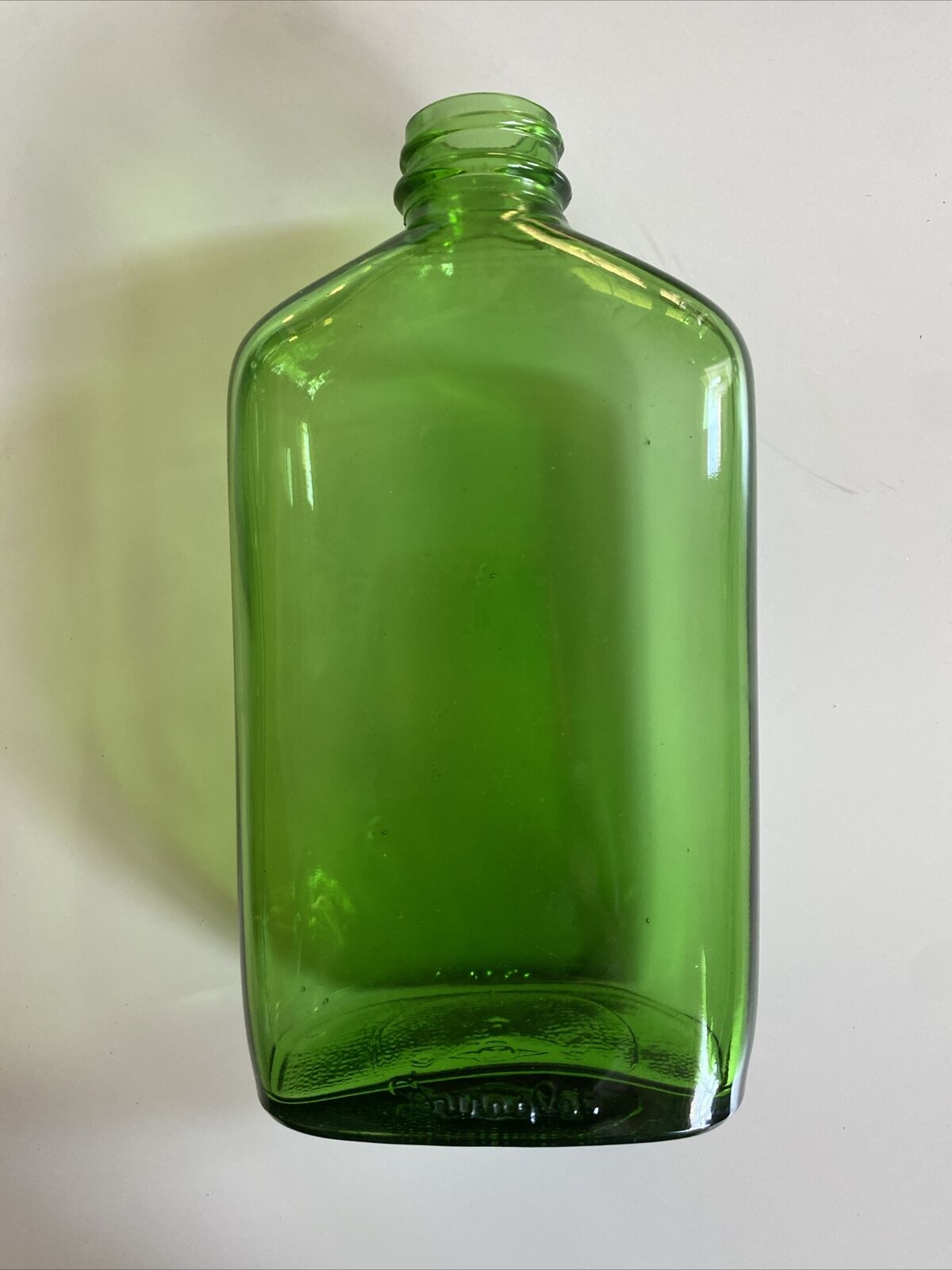 Vintage Green Glass Bottle Duraglas Rare Shape