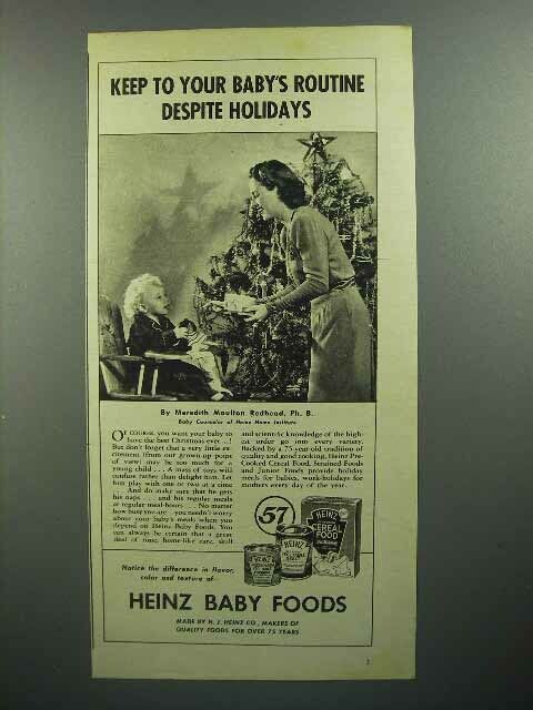 1944 Heinz Baby Food Ad - Keep to Your Routine