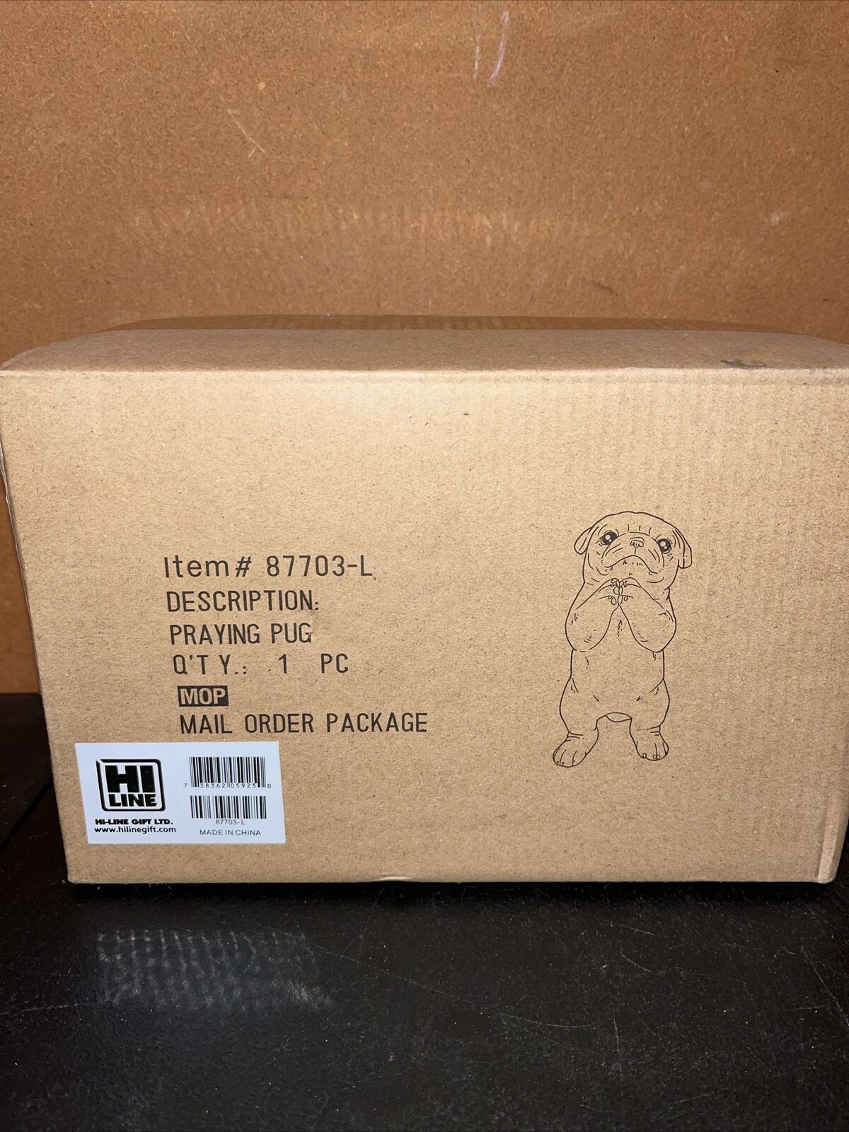 Hi-Line Gift Ltd 87703-L Praying Pug Puppy Statue, 8.35-inch Height