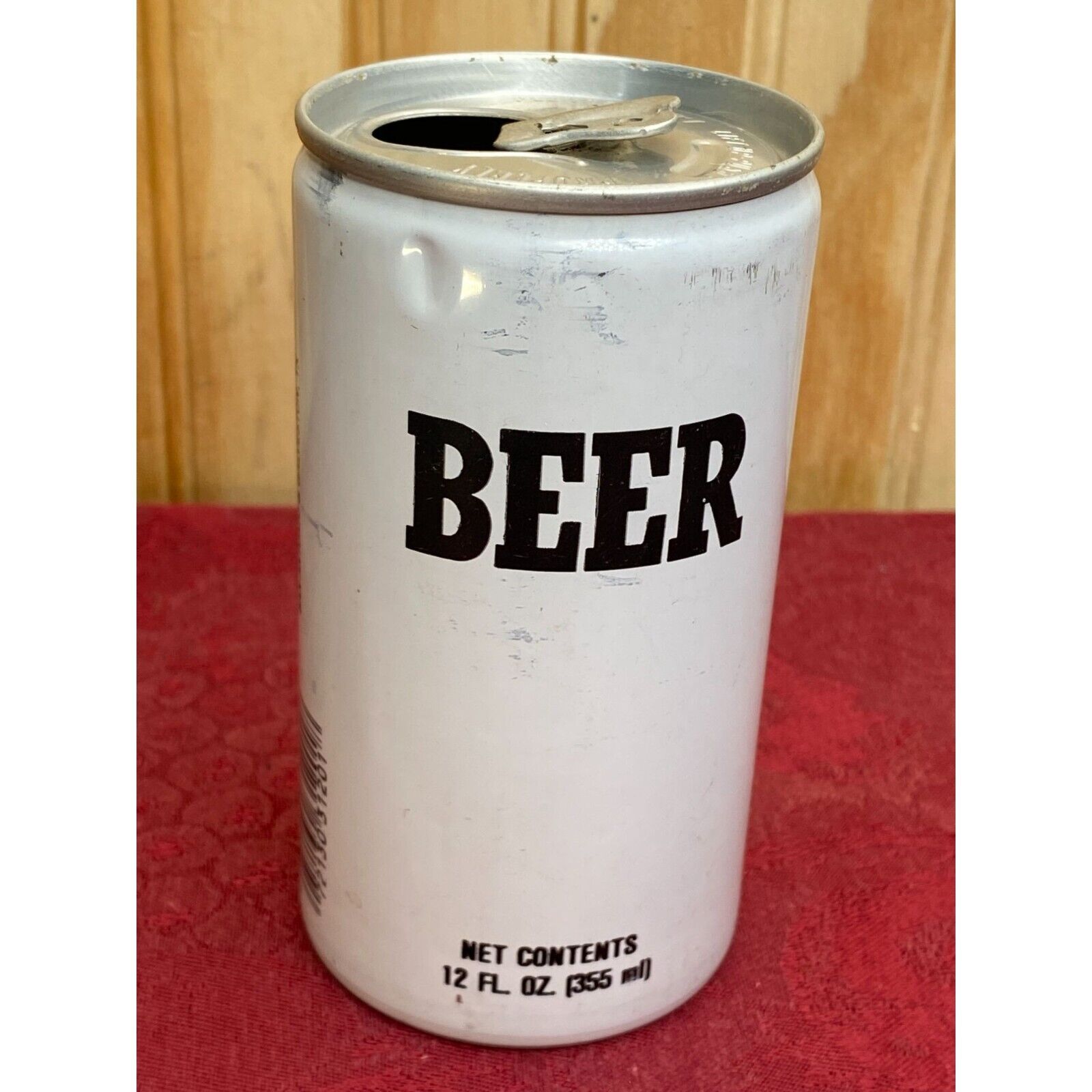 Vintage Generic Beer Can White & Black Pearl Brewing Co. Empty 12 oz. San Antoni