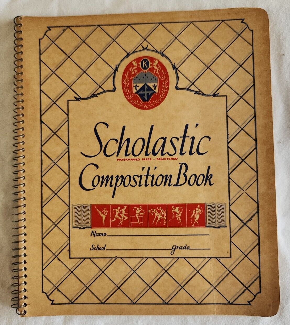 vintage Scholastic Watermarked  Paper - Registered,  Composition  Book  \