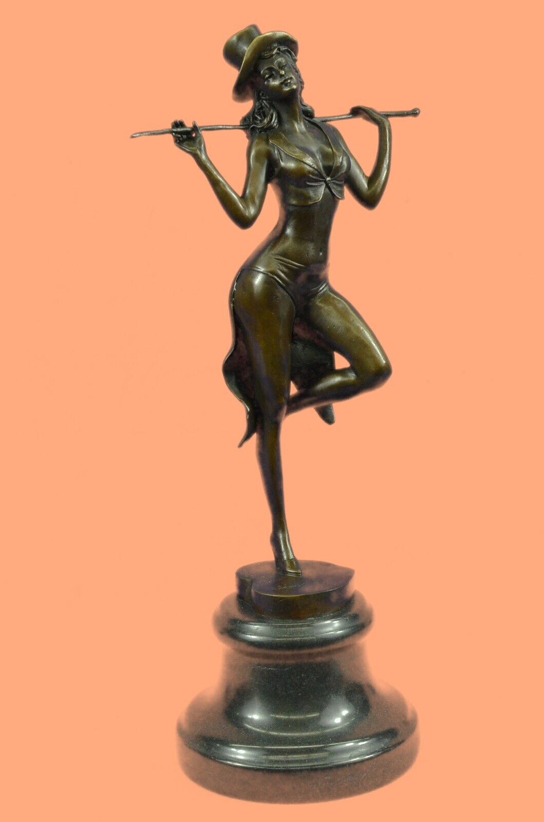 100% Solid Bronze Sculpture Original Chorus Line Dancer Statue Figurine Decor