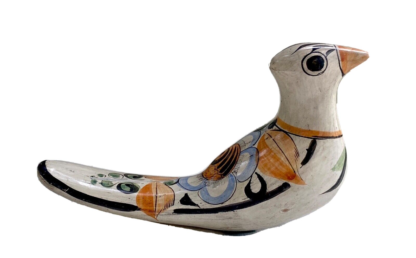 Vintage Tonala Folk Art Ceramic Bird Figure - Mexico - Stone Burnished 11.25\