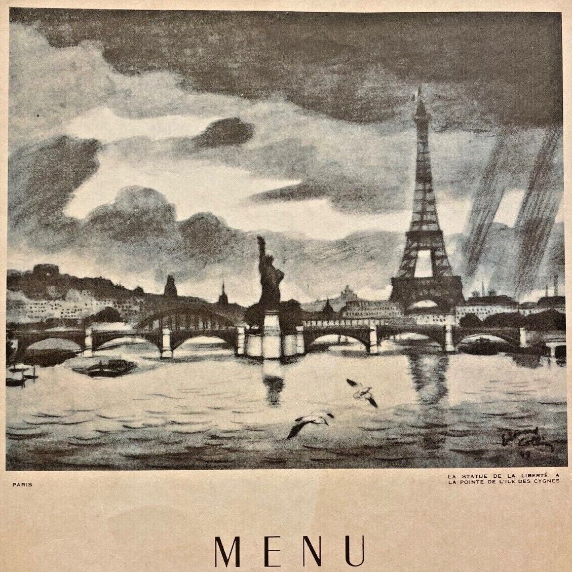 1950s French Line Festival Gastronomique Waldorf Astoria Restaurant Menu Paris
