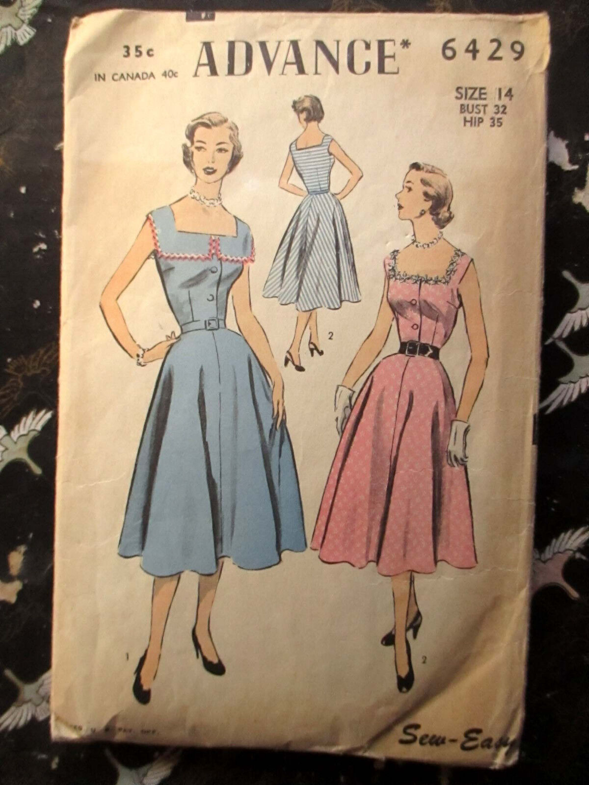 Vintage 1950s Advance 6429 Sleveless Dress Pattern SIZE 14 BUST 32  HIP 35 