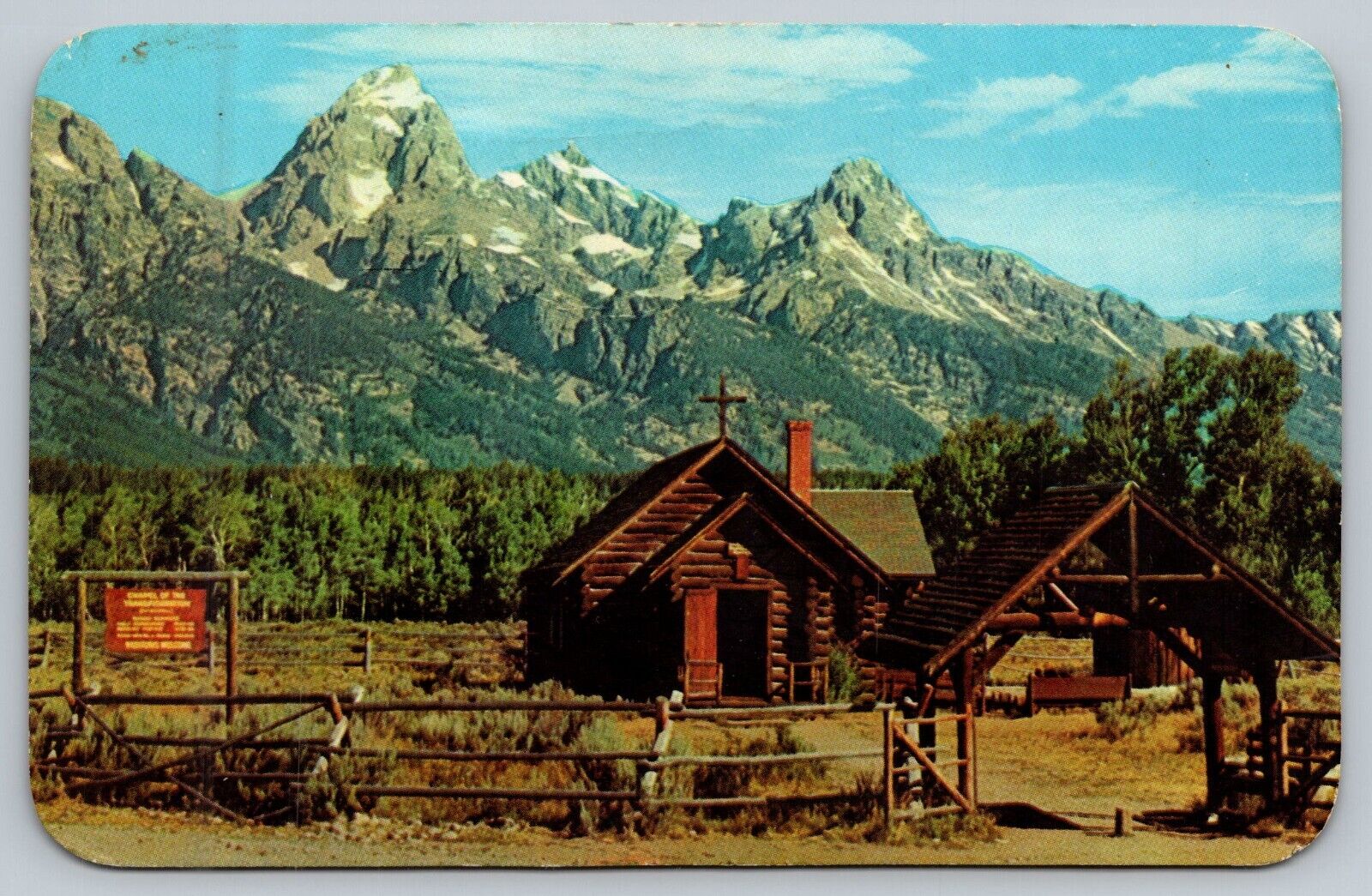 Postcard WY Jackson Hole Chapel Of The Transfiguration At Moose Snake River