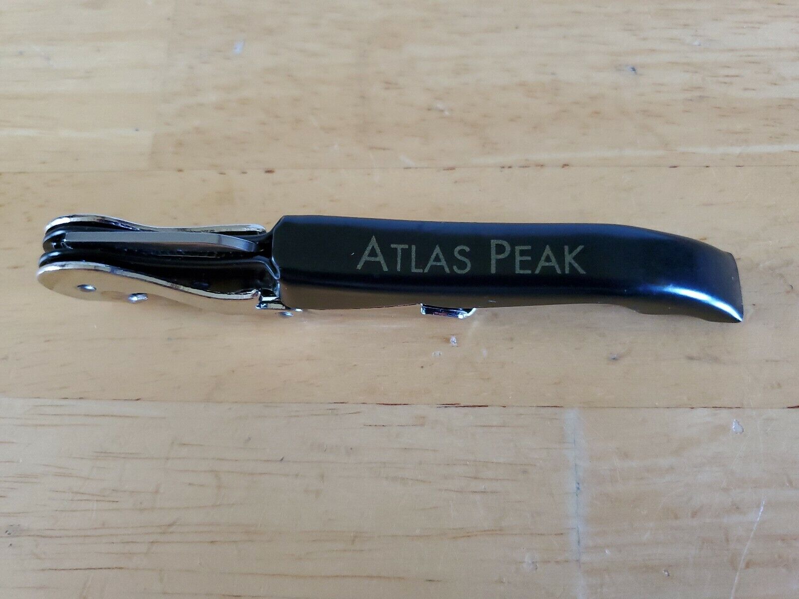 ATLAS PEAK ADVERTISING BOTTLE OPENER CORKSCREW KNIFE COMBO BY PULLTAP\'S BARTEND