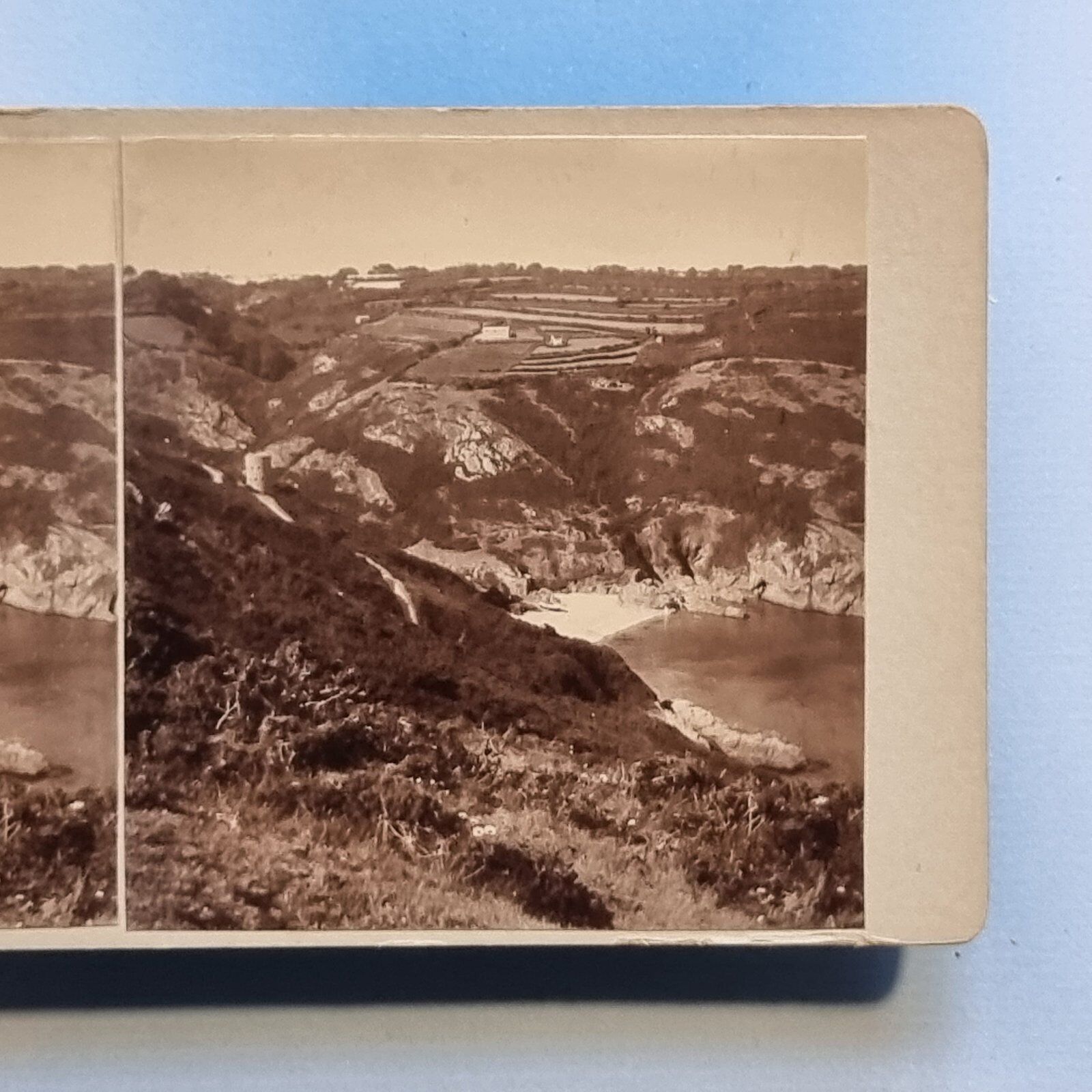 Guernsey Stereoview 3D C1921 Real Photo Saints Bay Panorama Channel Islands