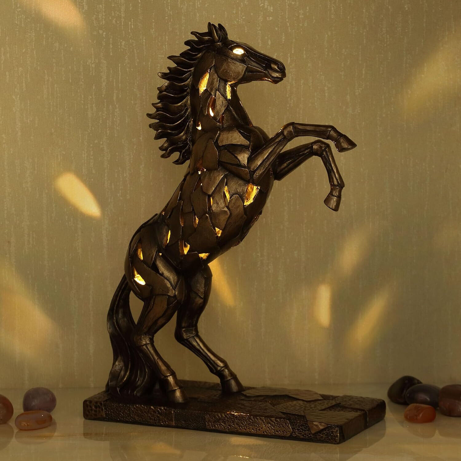 Veronese Design 11 1/4 Rearing Horse Illumination Resin Sculpture figurine