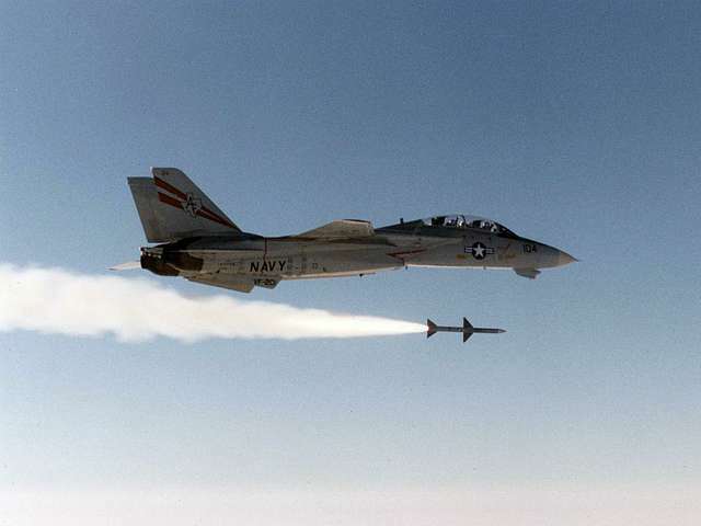 U.S. Navy Reserve Grumman F-14A Tomcat Fighter Squadron 201 Firing Missile  5X7