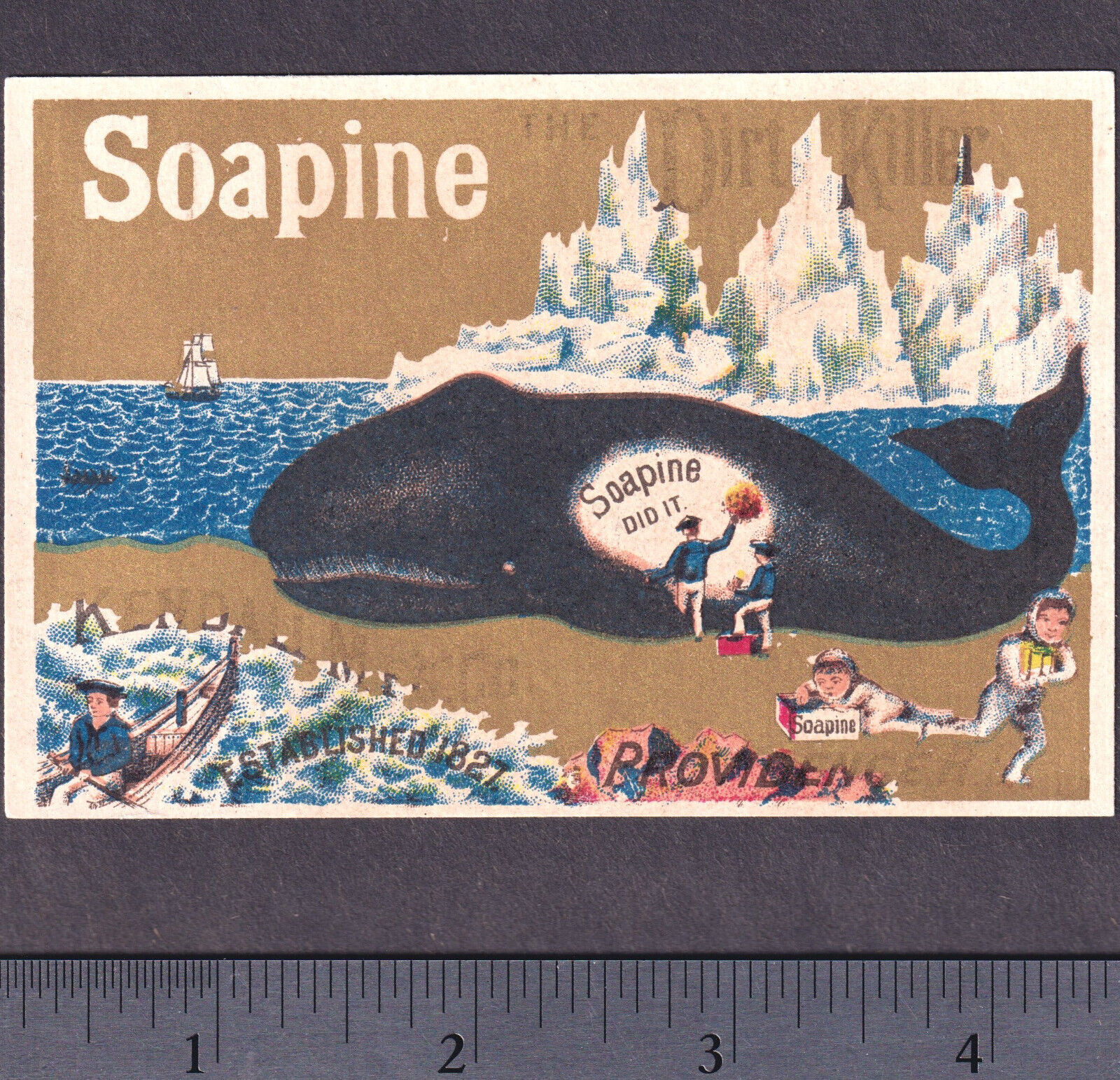 Arctic Whaling Ship 1800's Providence RI Eskimo Soapine Soap Fantasy Trade Card