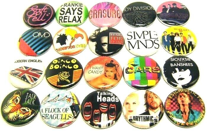 20 80s NEW WAVE Bands ONE Inch Buttons 1\