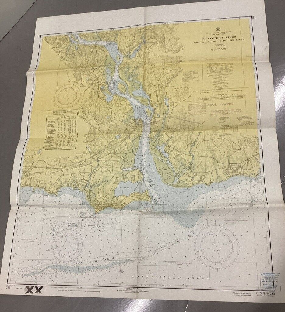 1971 Long Island Sound/ Connecticut River Nautical Map -42.5x36 Inches