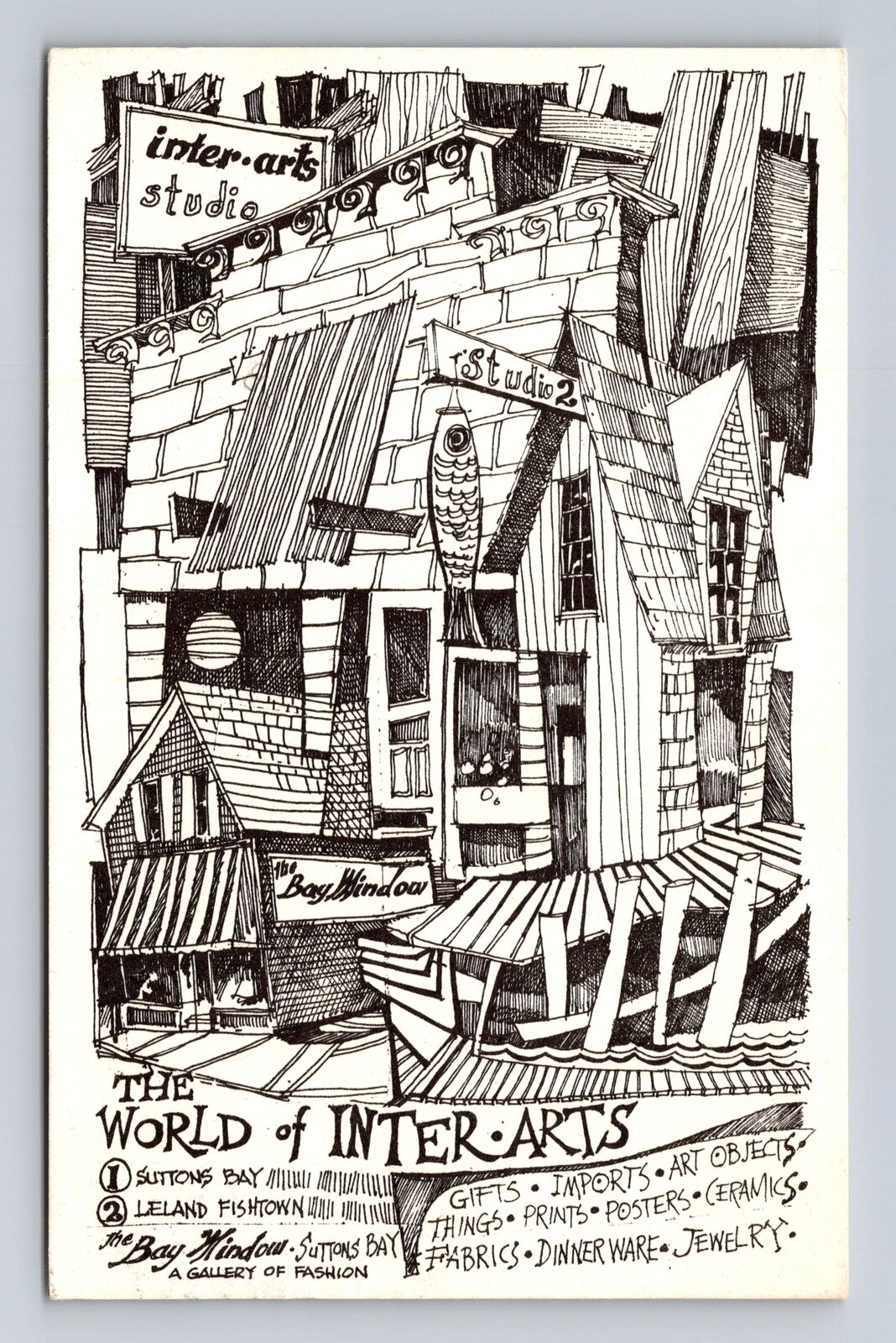 Suttons Bay MI-Michigan, Inter-Arts Studio, Advertising, Vintage c1981 Postcard