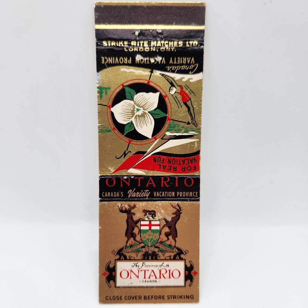 Vintage Matchbook Ontario Canada's Vacation Province Tourism Cover 