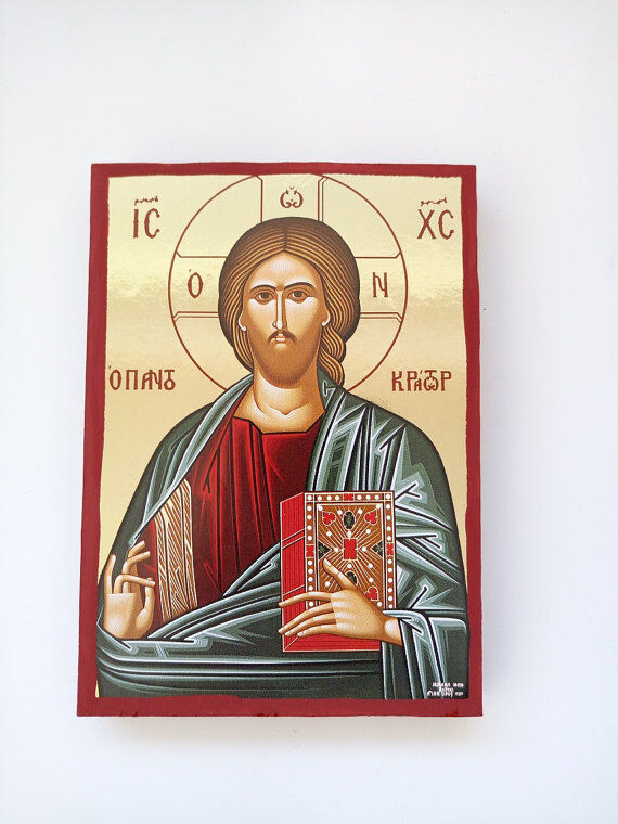 Jesus Evlogon large Goldprint Greek byzantine orthodox icon handmade