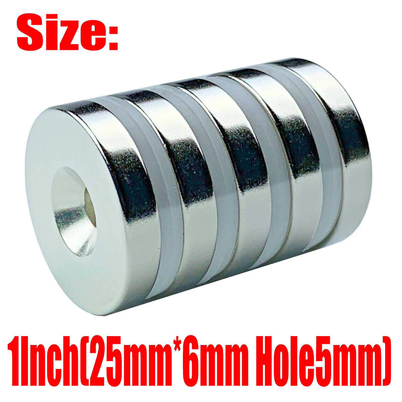 5 Pack Thicker Strong Magnets Countersunk Ring 1 Inch Large Rare Earth Neodymium