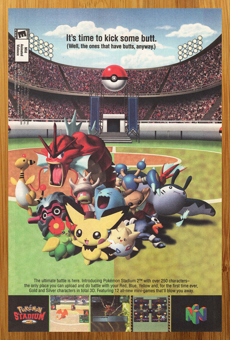 2001 Pokemon Stadium 2 N64 Print Ad/Poster Authentic Official Nintendo Promo Art