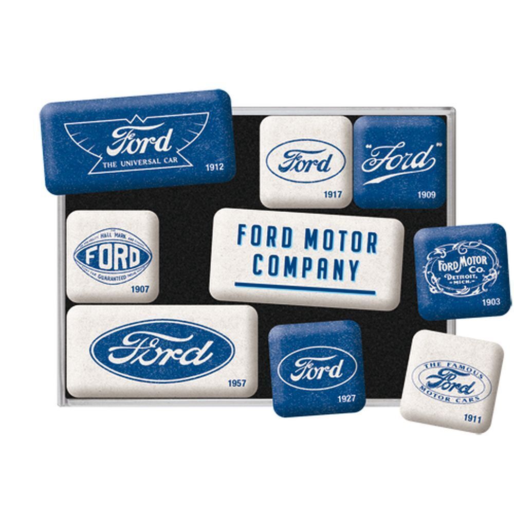 Nostalgic-Art - Retro 9 piece fridge magnet set - Ford Logo Evolution