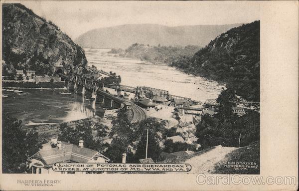 1907 Harpers Ferry,WV Junction of Potomac and Shenandoah Rivers West Virginia