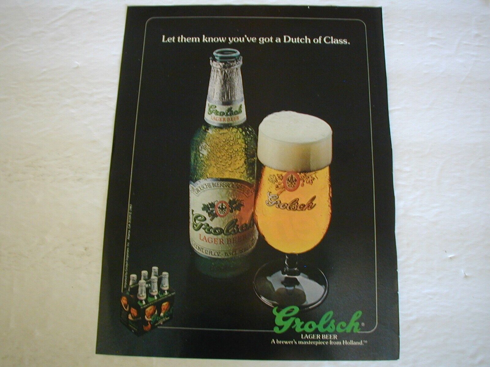 1983 Grolsch Lager, Salem 100s Salem Spirit 2 sided VINTAGE PRINT AD L026