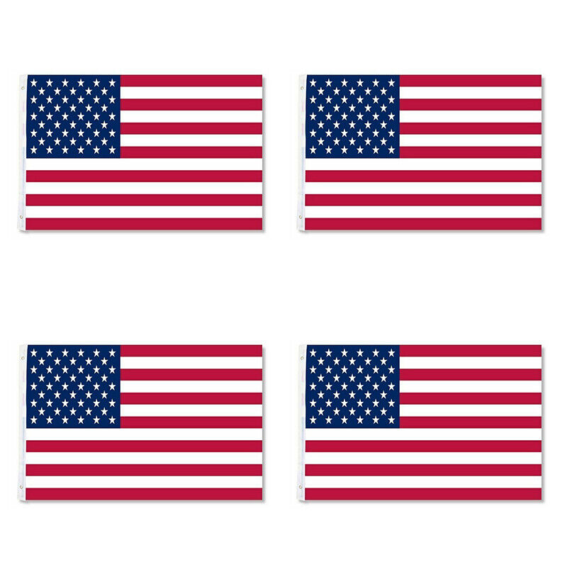 4 pack 3'x5' FT US U.S. USA American Flag Polyester Stars United States Grommets