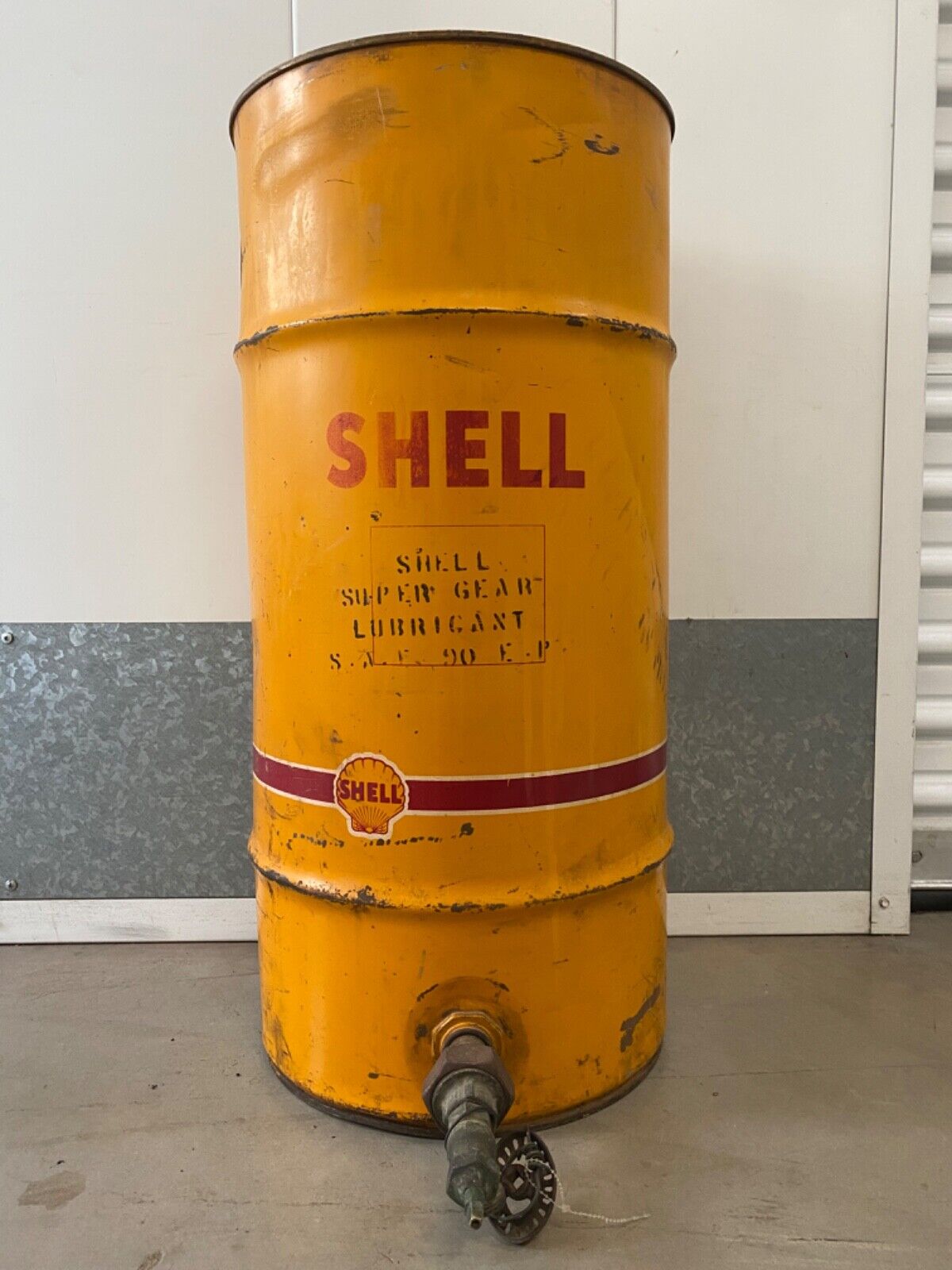 🔥 Very RARE Antique Old SHELL Petroliana Oil Drum - Super Gear Lubricant, 1940s