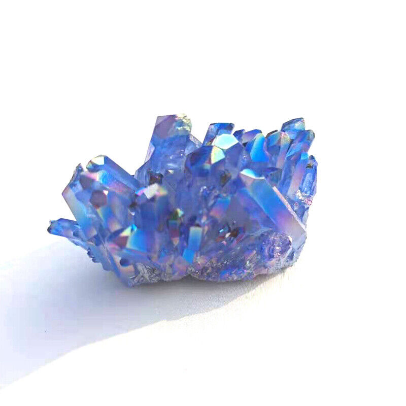 Natural Aura Blue Titanium Cluster Quartz Gemstone Healing Crystal VUG Specimen
