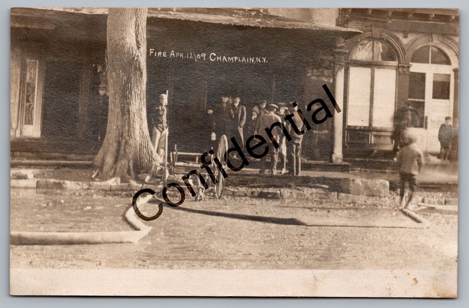 Real Photo 1909 Store Fire At Champlain NY Adirondacks New York RP RPPC L212