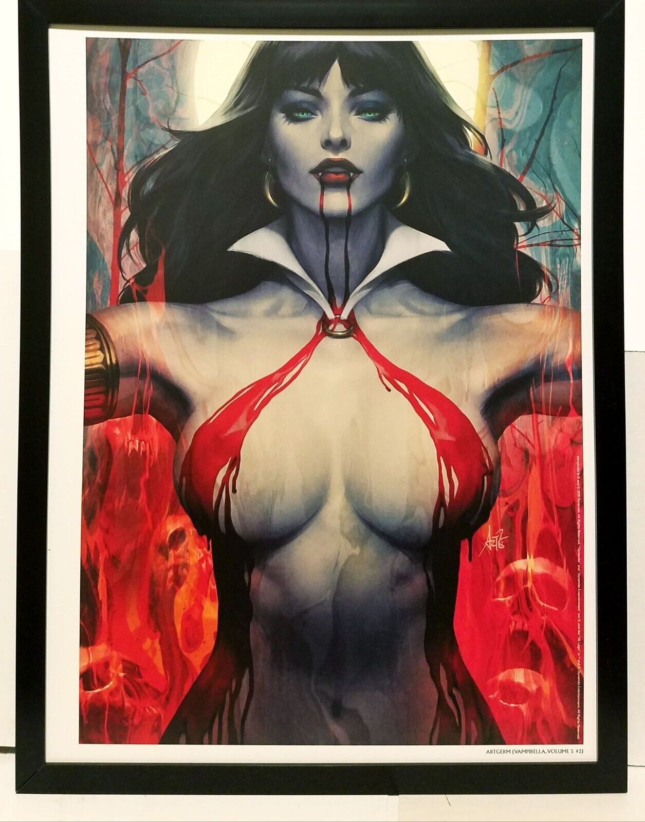 Vampirella 12x16 FRAMED Art Print Stanley Artgerm Lau (from #2) NEW comic poster