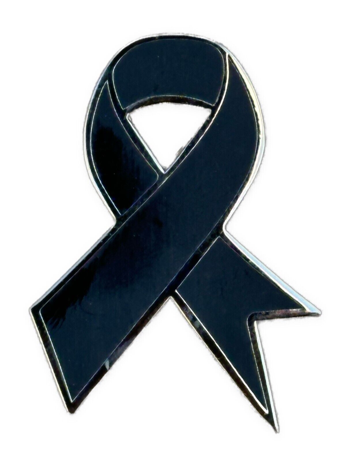 Melanoma Awareness Black Enamel Ribbon 35mm x 26mm Lapel Pin Badge