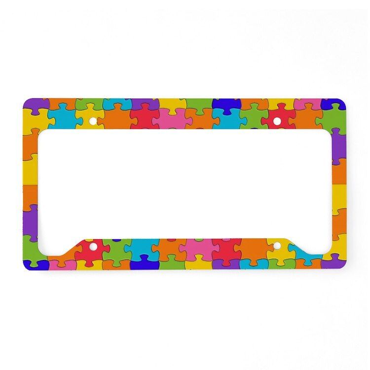 CafePress Autism Puzzle License Plate Holder License Frame (1742118523)