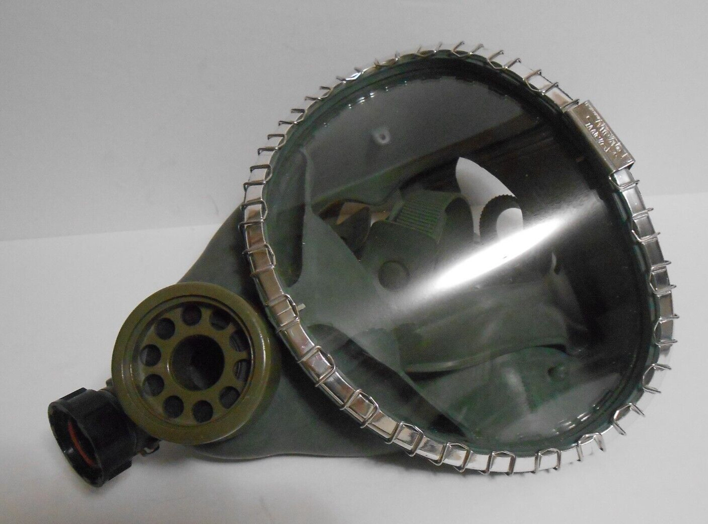 Vintage MSA Green Rubber Gas Mask ClearVue Mine Safety Military Respirator