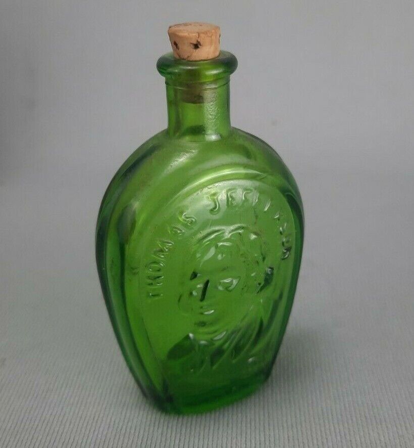 Vintage 70\'s THOMAS JEFFERON Wheaton Miniature Glass Bottle w/Cork