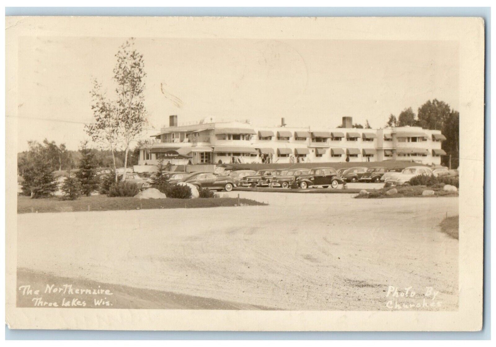 1948 The Northernaire Building Cars Three Lakes Wisconsin WI RPPC Photo Postcard