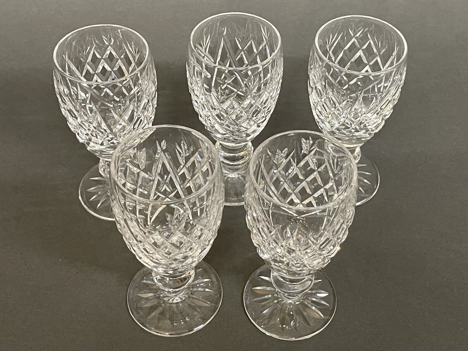 Stunning Vintage Set of 5 Ireland Donegal Waterford Crystal Cordial Glass