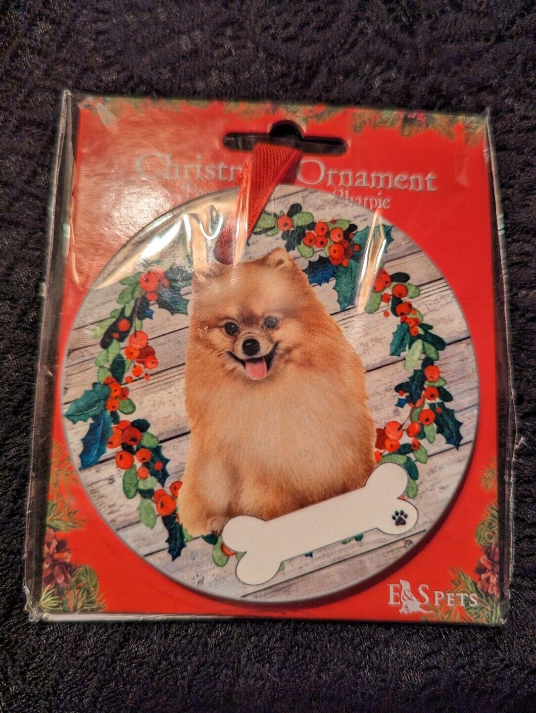 Pomeranian Sitting Ornament Custom Ceramic E&S Pets Dog Ornaments New