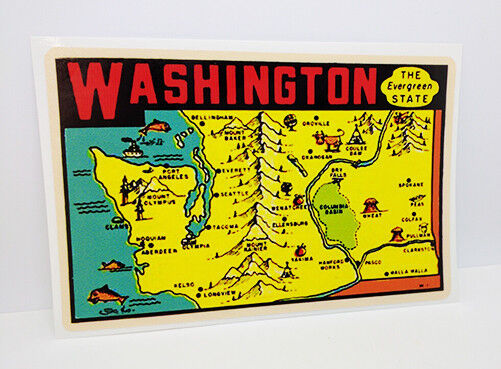State of Washington Vintage Style Travel Decal, Vinyl Sticker, luggage label