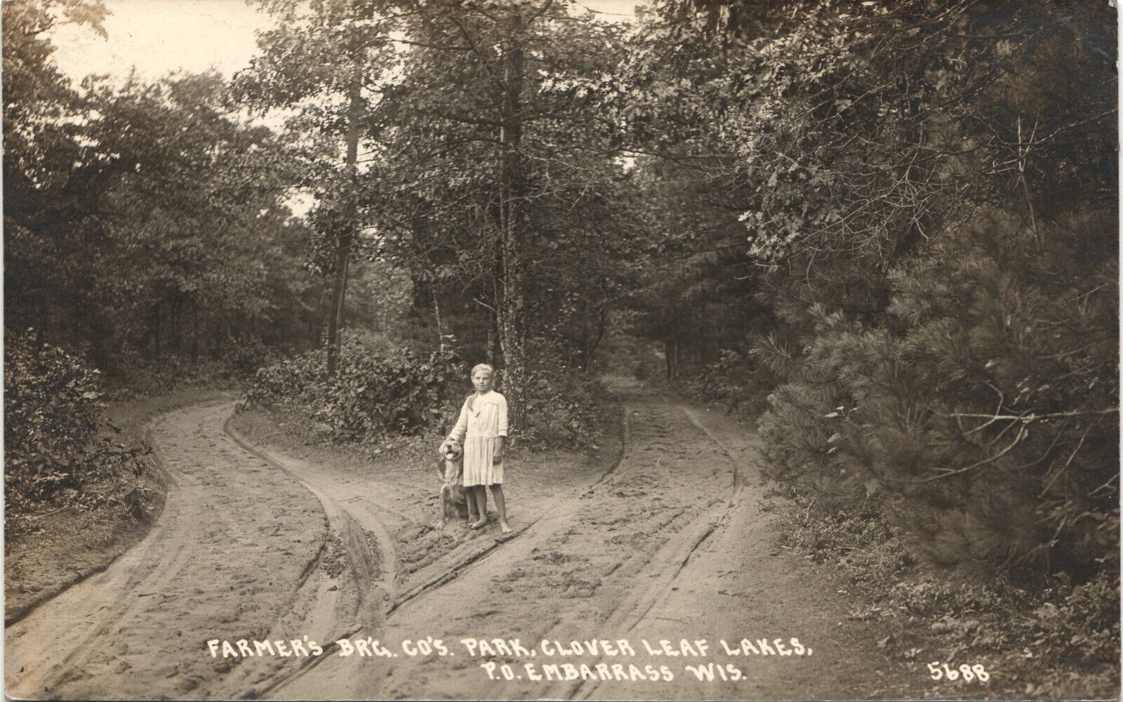 CLOVER LEAF LAKES PARK original real photo postcard rppc EMBARRASS WISCONSIN WI