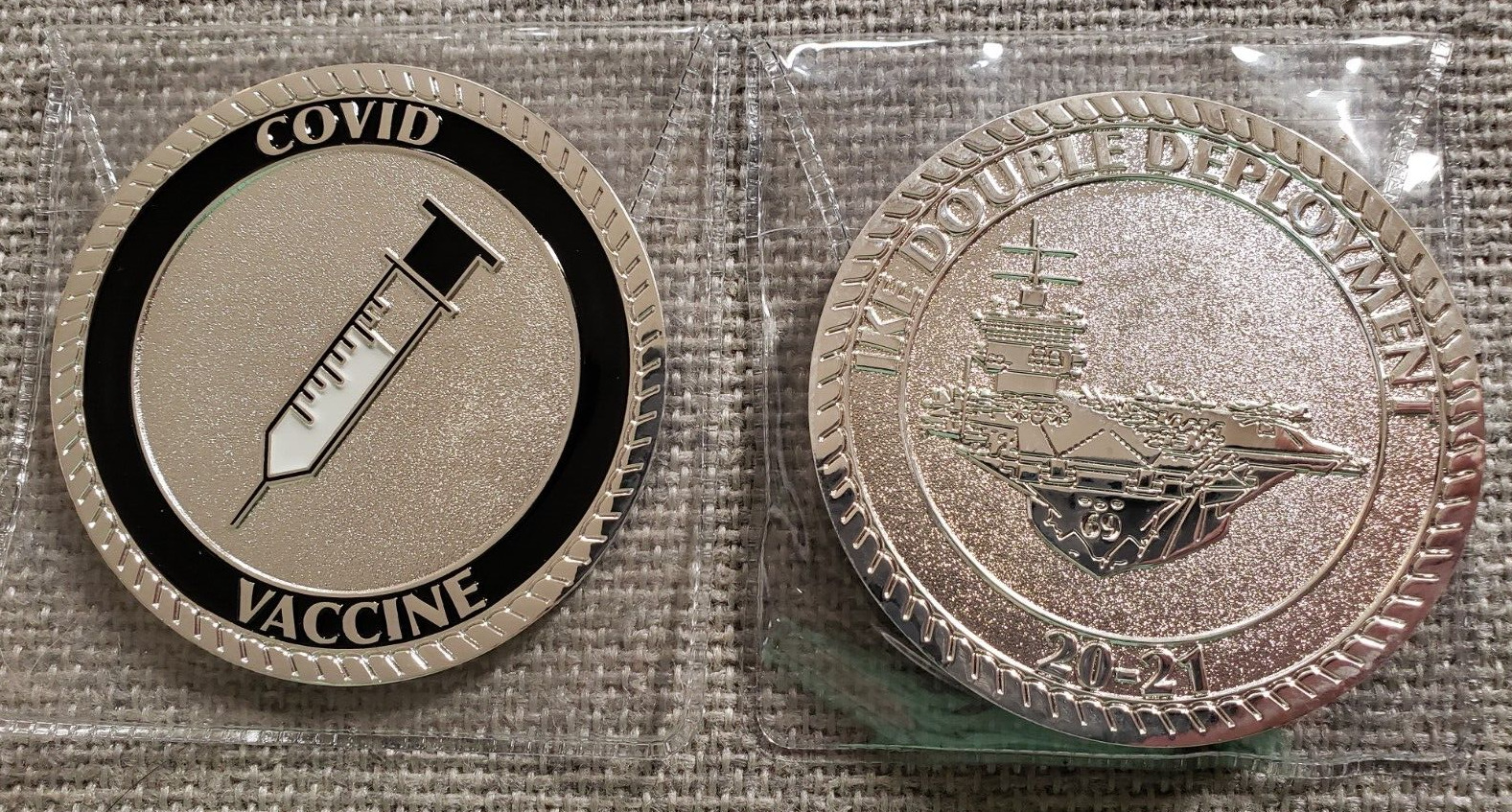 USS Eisenhower Ike Double Deployment 20-21 Covid  Vaccine Challenge Coin