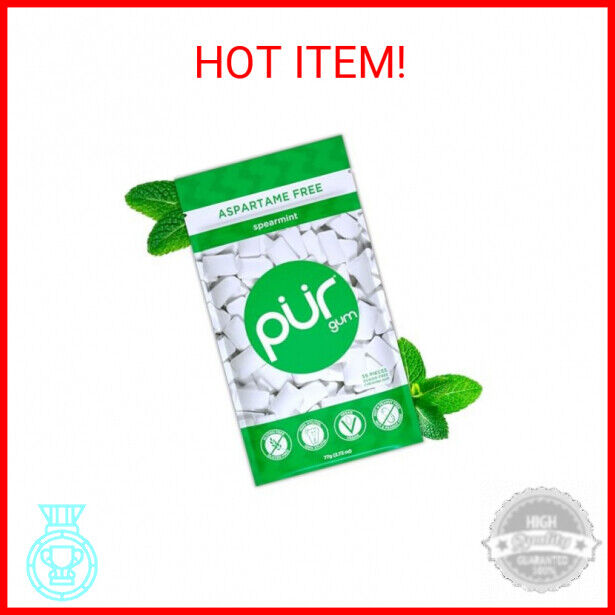 PUR Gum | Aspartame Free Chewing Gum | 100% Xylitol | Natural Spearmint Flavored