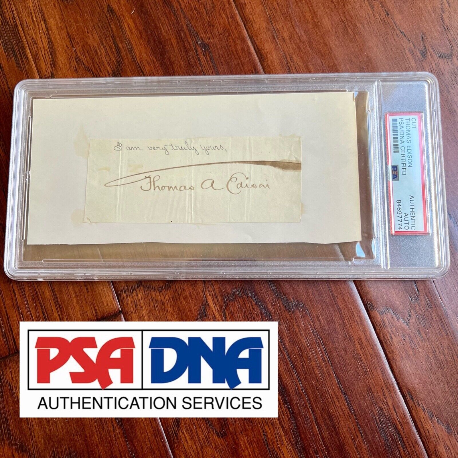 THOMAS EDISON * PSA/DNA * Cut Signature Autograph Signed * Umbrella Signature