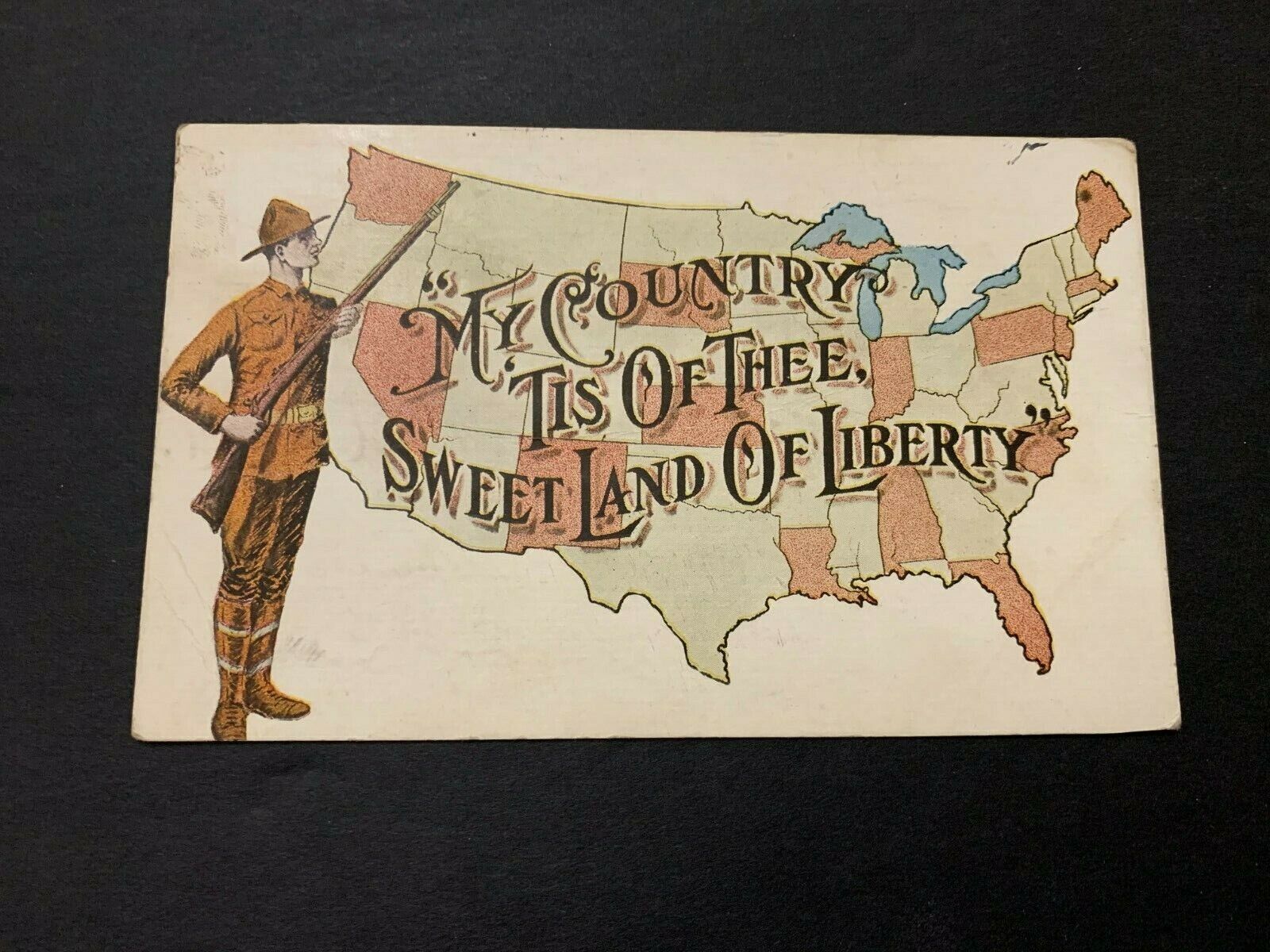 1918 My Country Tis Of Thee Sweet Land Of Liberty Patriotic Postcard