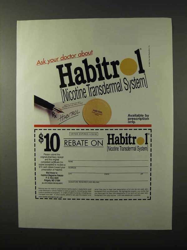 1995 Habitrol Nicotine Transdermal System Ad