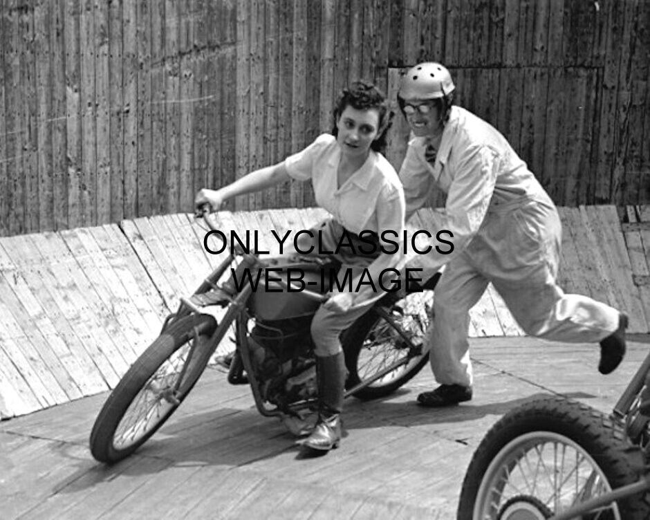 TORNADO SMITH MAUREEN SWIFT MOTORCYCLE WALL OF DEATH 5x7 PHOTO WOMAN DAREDEVIL